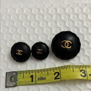 Vintage CHANEL Black and Gold Button Trio